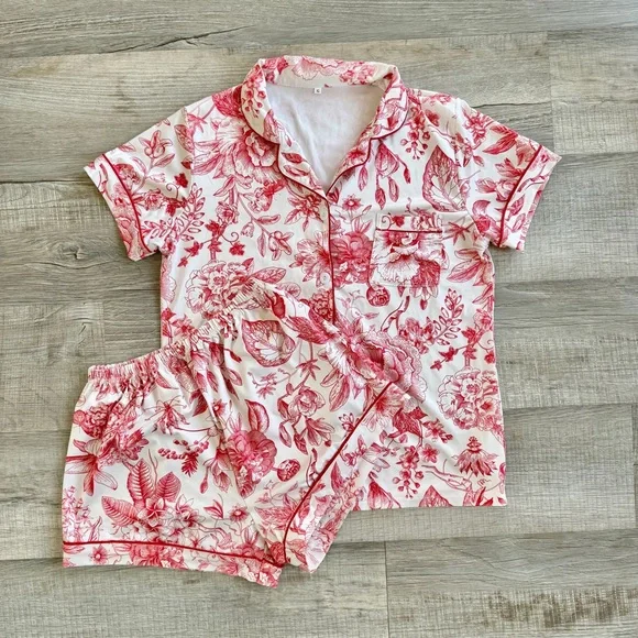 Floral Print Pajama Set, Short Sleeve Top & Shorts (size S) - Picture 3 of 8